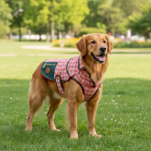 Gucci Tartan Plaid Dog Jacket Red Green White NWT Size L - Picture 2 of 9